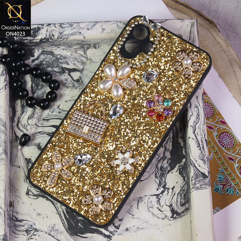 Samsung Galaxy A04 Cover - Golden - New Bling Bling Sparkle 3D Flowers –  OrderNation
