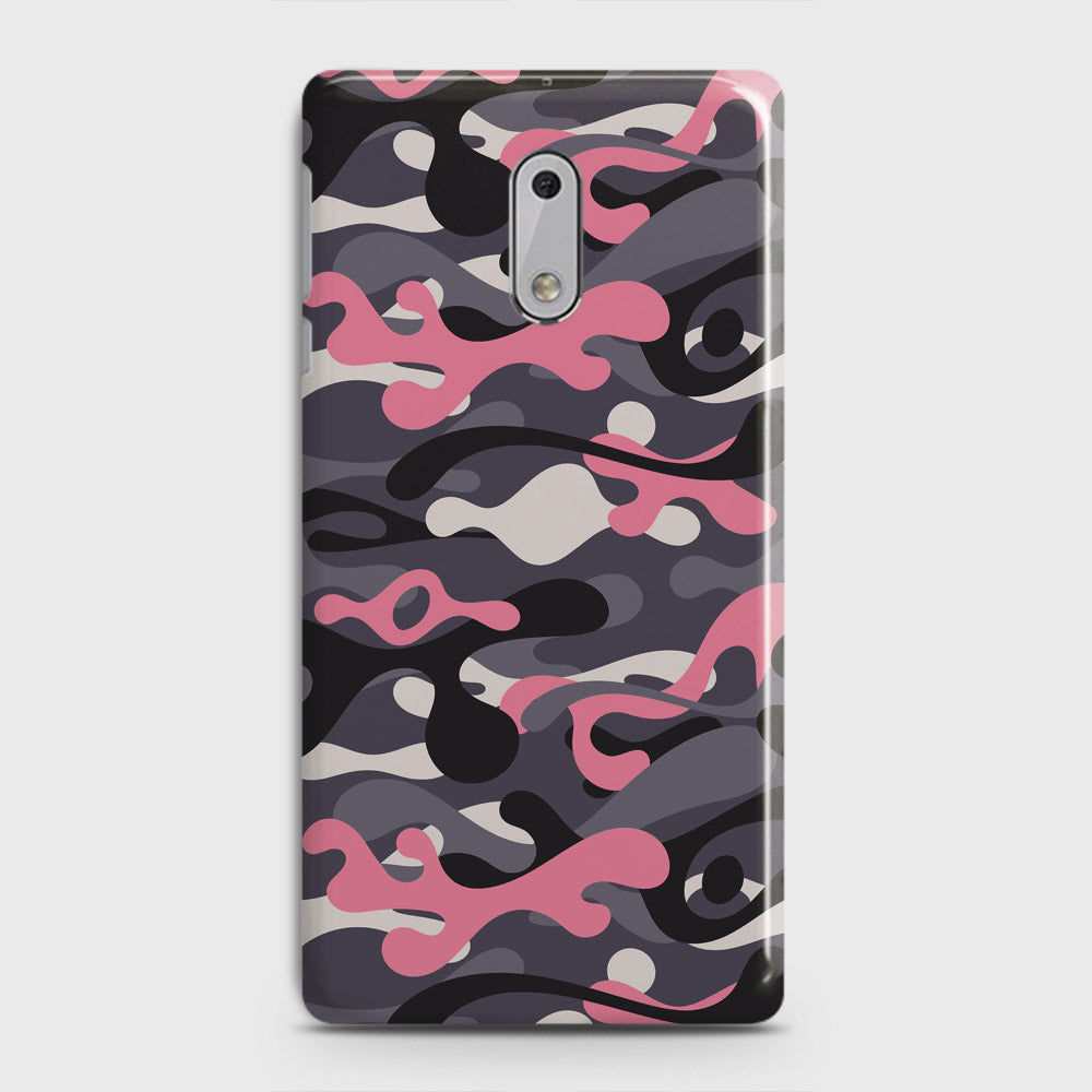 Nokia 6 Cover - Camo Series - Pink & Grey Design - Matte Finish - Snap On Hard Case with LifeTime Colors Guarantee