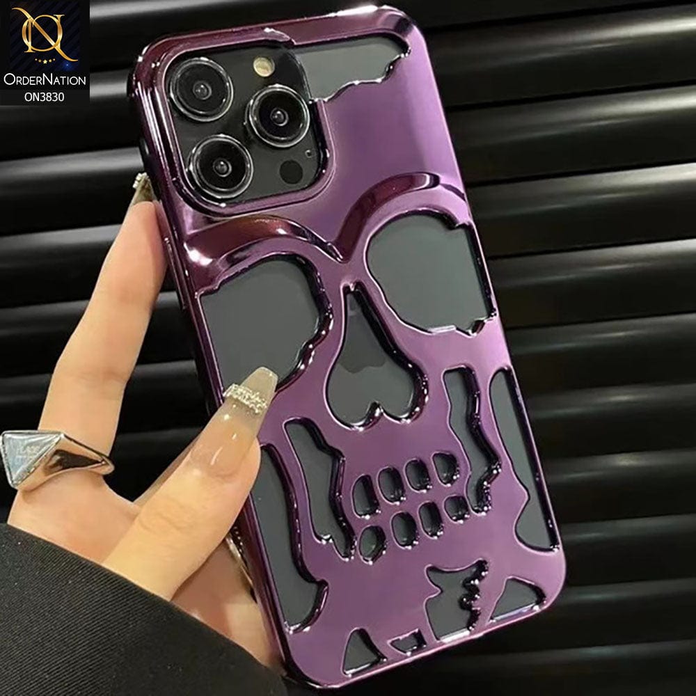 iPhone 12 Pro Max Cover - Purple -  Electroplating Hollow Shell Soft Borders Case