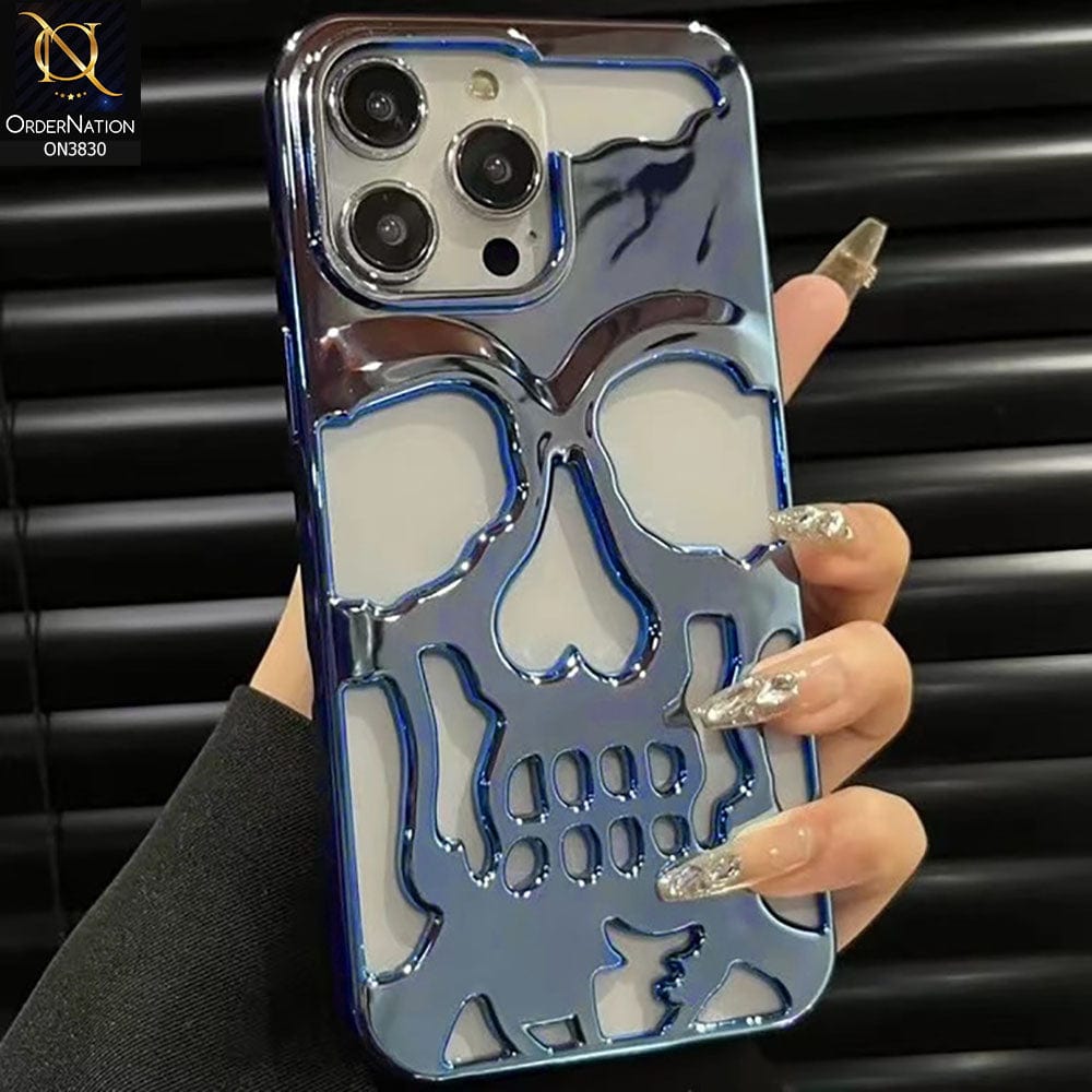 iPhone 13 Cover - Blue -  Electroplating Hollow Shell Soft Borders Case