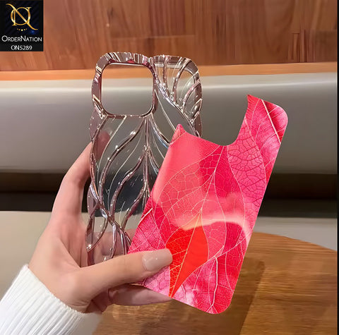 iPhone 11 Pro Max Cover - Purple - Luxury 3D Colorful Maple Leaf Electroplatiang Wavy Soft Border Case