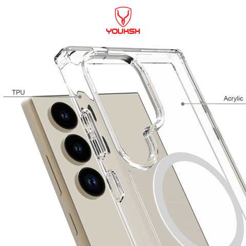 Samsung Galaxy S25 Ultra Cover - Transparent - Youksh Magsafe Clear Soft Borders Case