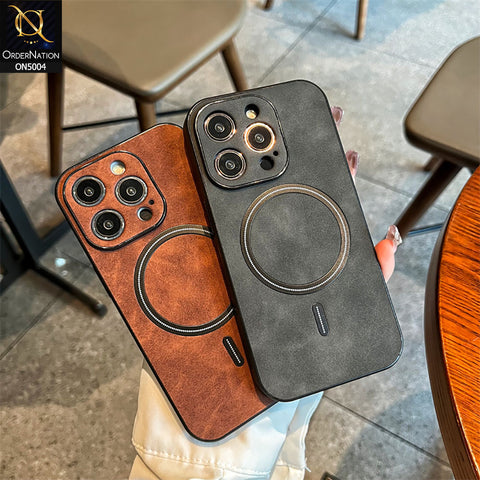 iPhone XS / X Cover - Dark Brown - New Luxury Matte Leather Magnetic MagSafe Wireless Charging Soft Case