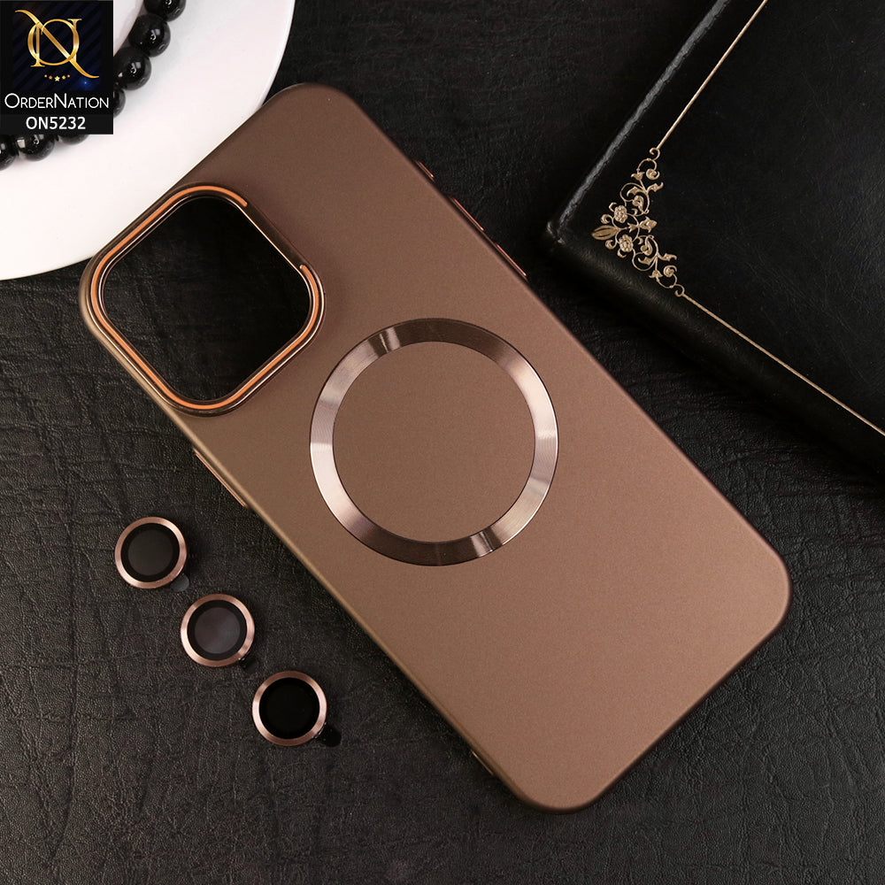 iPhone 16 Pro Max Cover - Brown - New Trendy Matte Finish Magnetic Camera Bracket Stand Magsafe Shell Hard Case With Camera lens Protection