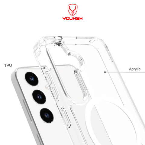 Samsung Galaxy S25 Plus Cover - Transparent - Youksh Magsafe Clear Soft Borders Case