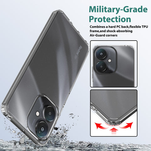 Xiaomi Redmi 13C Cover  - ONation Crystal Series - Premium Quality Clear Case No Yellowing Back With Smart Shockproof Cushions