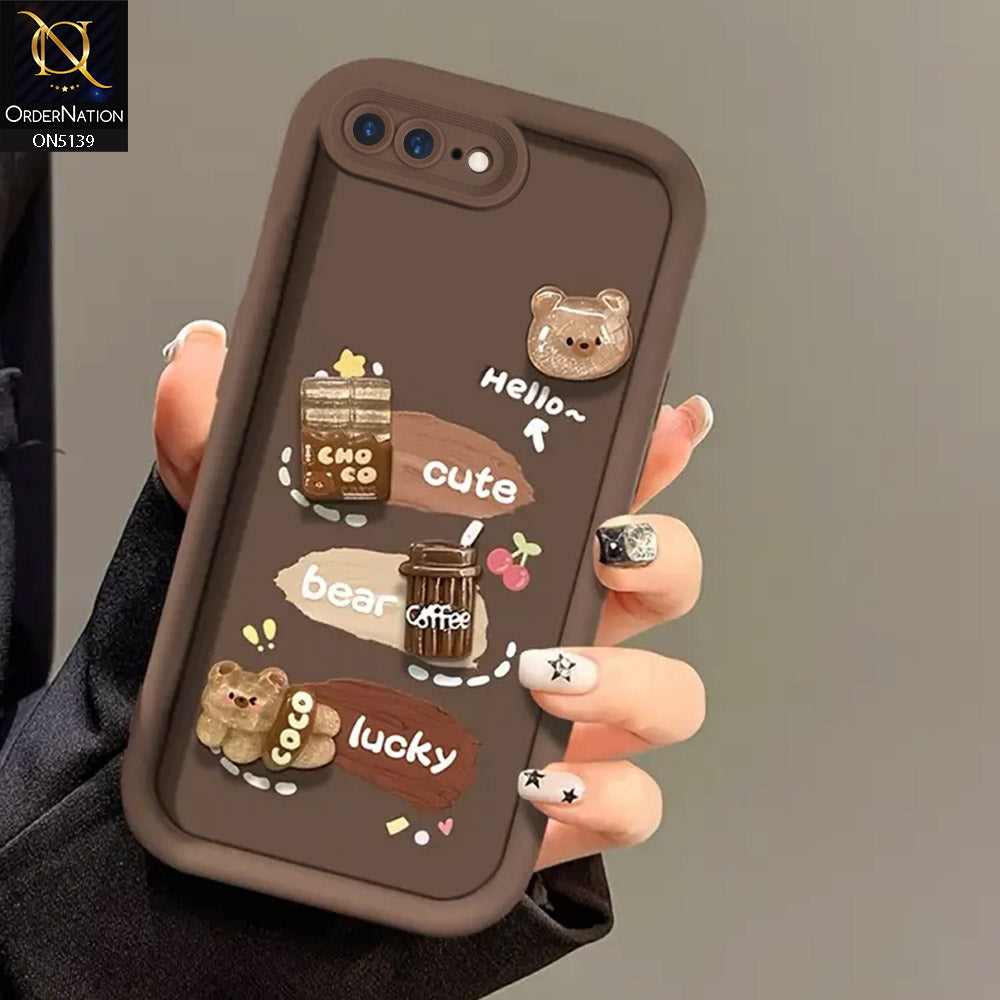 iPhone 8 Plus / 7 Plus - Brown - Trendy 3D Cute Cartoon And Coffee Chocolate Soft Silicon Shockproof Case With Camera Protection