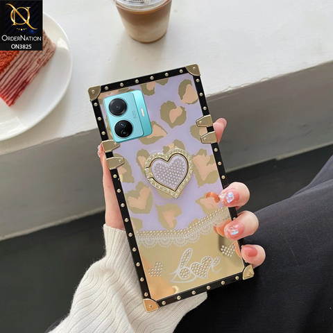 Vivo S15e Cover - Design3 - Heart Bling Diamond Glitter Soft TPU Trunk Case With Ring Holder