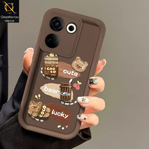 Tecno Camon 20 Pro - Brown - Trendy 3D Cute Cartoon And Coffee Chocolate Soft Silicon Shockproof Case With Camera Protection