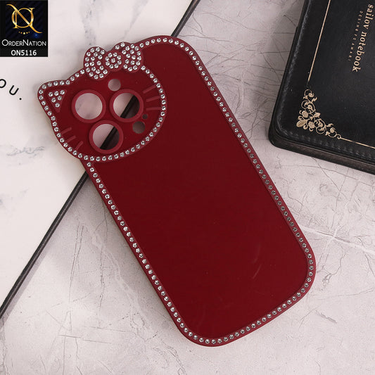 iPhone 15 Pro Max Cover - Red - Luxury Cartoon Rhinestones Soft Case With Camera Protection