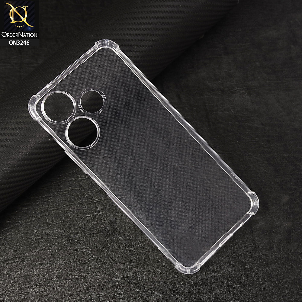 Xiaomi Redmi Note 13R - Transparent -  Soft 4D Design Shockproof Silicone Transparent Clear Camera Protection Case