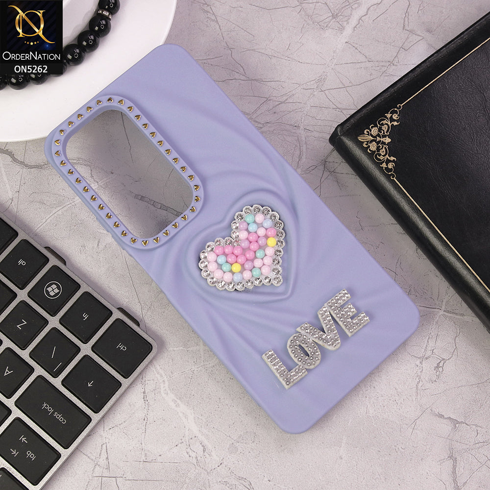 Infinix Hot 50 4G Cover - Cyan - 3D Waves Love Heart Soft Case