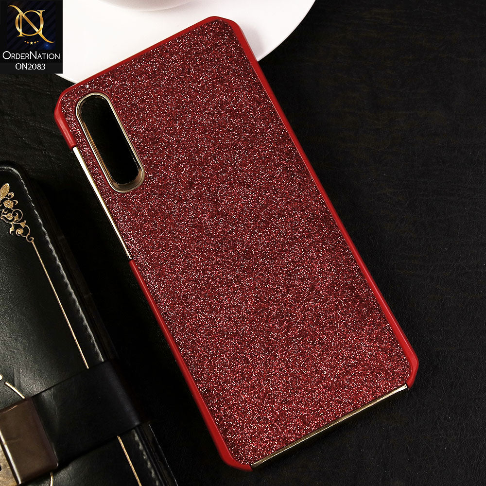 Samsung Galaxy A30s Cover - Red - Bling Glitter Dual Hybrid Style Protective Case