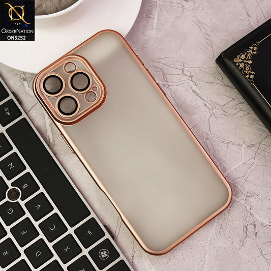 iPhone 16 Pro Cover - Golden - Electroplated Frosted Camera Protection Semi Transparent Case