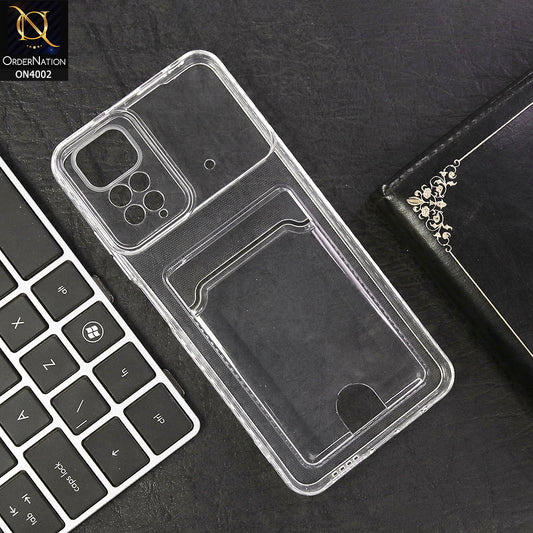 Xiaomi Redmi Note 11 Cover - Transparent - Soft 4D Design Smart Pocket Card Holder Transparent Clear Soft Case