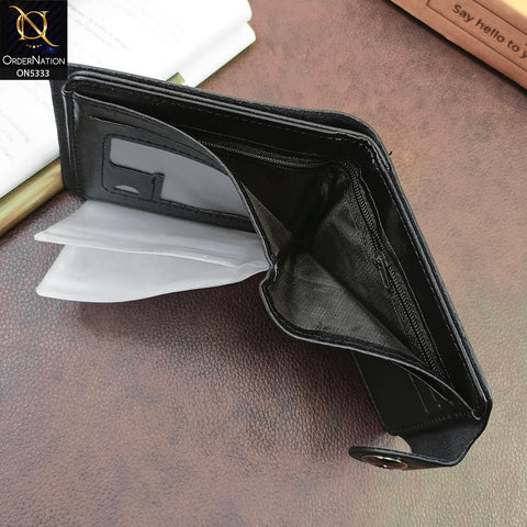 Stylish Magnet Button Lock Synthetic Leather Wallet For Men - Black