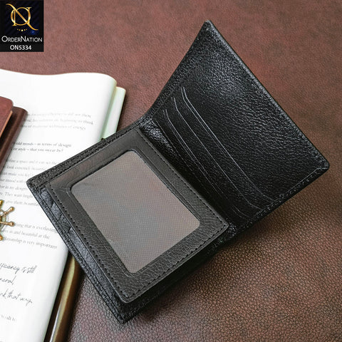 Synthetic Leather Vertical Mini Book Style Wallet For Men - Black