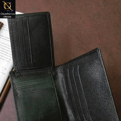 Synthetic Leather Vertical Mini Book Style Wallet For Men - Black