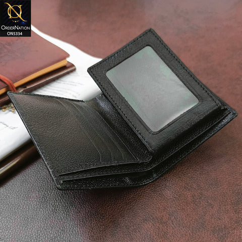 Synthetic Leather Vertical Mini Book Style Wallet For Men - Black