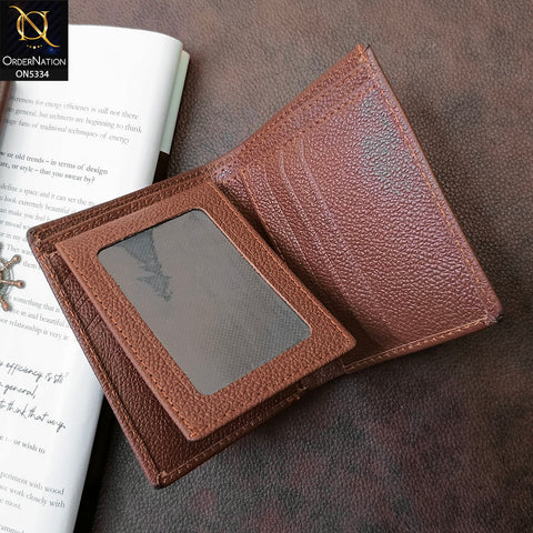 Synthetic Leather Vertical Mini Book Style Wallet For Men - Brown