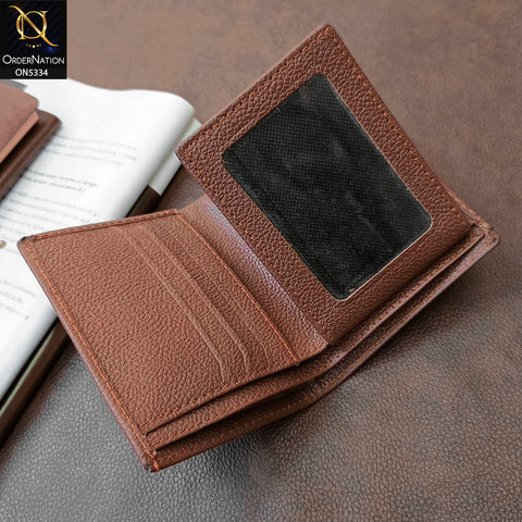 Synthetic Leather Vertical Mini Book Style Wallet For Men - Brown