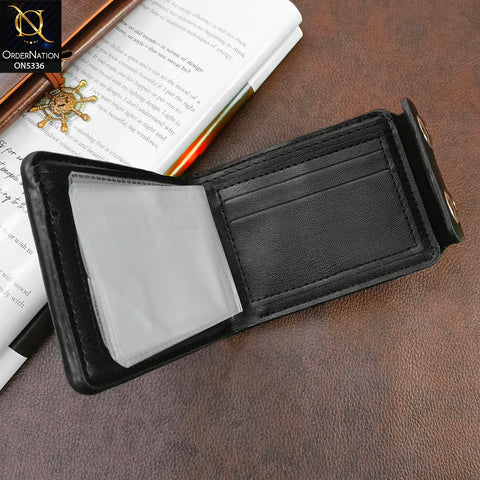 Double Magnetic Button Closure Synthetic Leather Wallet For Men - Black