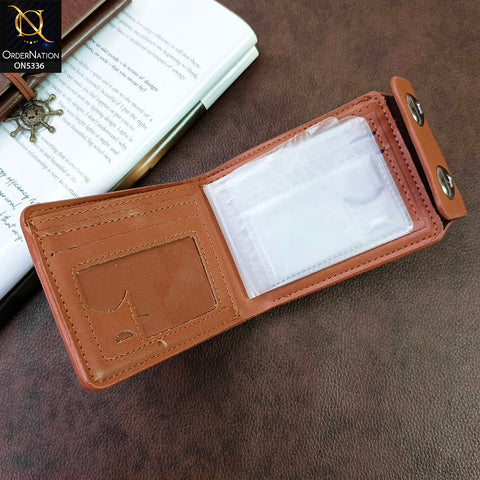 Double Magnetic Button Closure Synthetic Leather Wallet For Men - Light Brown