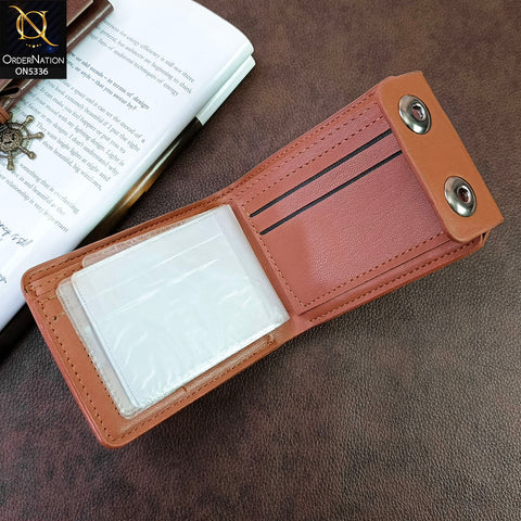 Double Magnetic Button Closure Synthetic Leather Wallet For Men - Light Brown