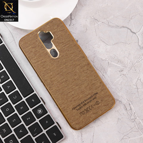 Oppo A9 2020 Cover - Golden - Electroplating Shiny Border Leather Texture Soft Case