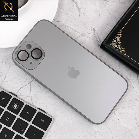 iPhone 15 Cover - Titan Gray - AG Frosted Glass Soft Silicone Border Case With Camera Protection