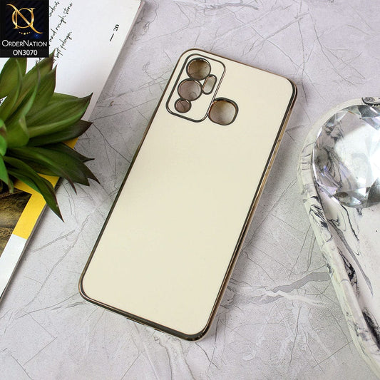 Infinix Hot 12 Play Cover - White - Electroplating Silk Shiny Soft Case With Camera Protection