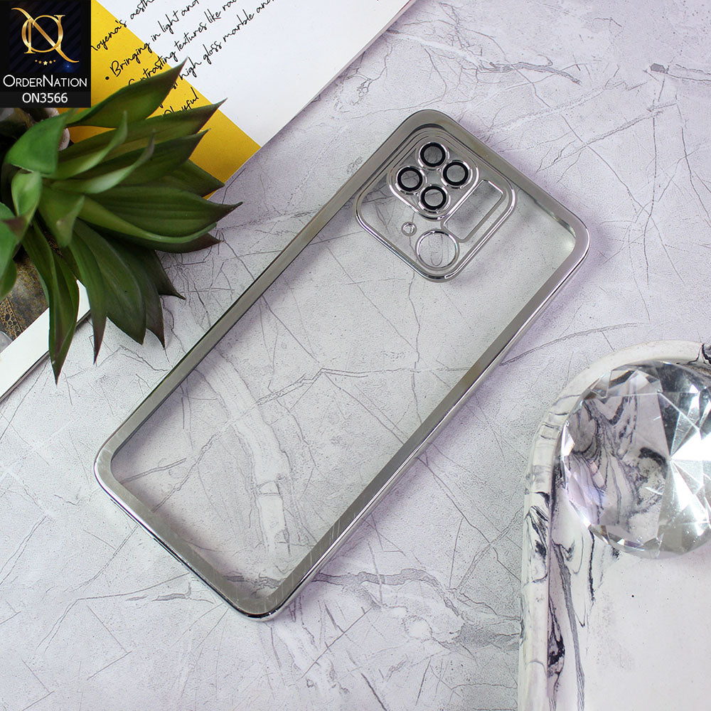 Xiaomi Redmi 10C Cover  - Silver - Electroplating Borders Logo Hole Camera Lens Protection Soft Silicone Case