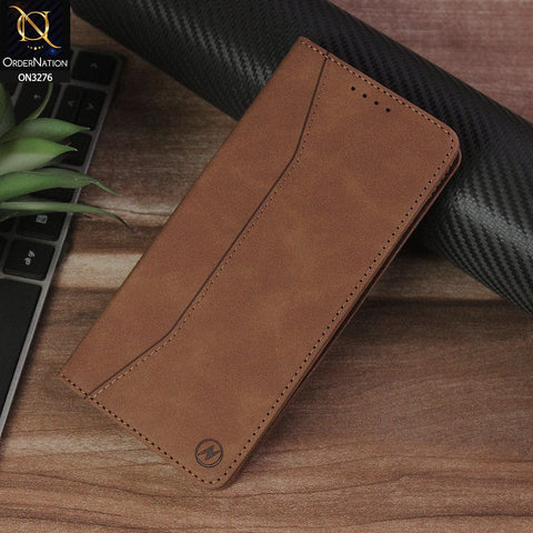 Vivo S15e Cover - Light Brown - ONation Business Flip Series - Premium Magnetic Leather Wallet Flip book Card Slots Soft Case