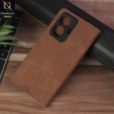 Vivo S15e Cover - Light Brown - ONation Business Flip Series - Premium Magnetic Leather Wallet Flip book Card Slots Soft Case