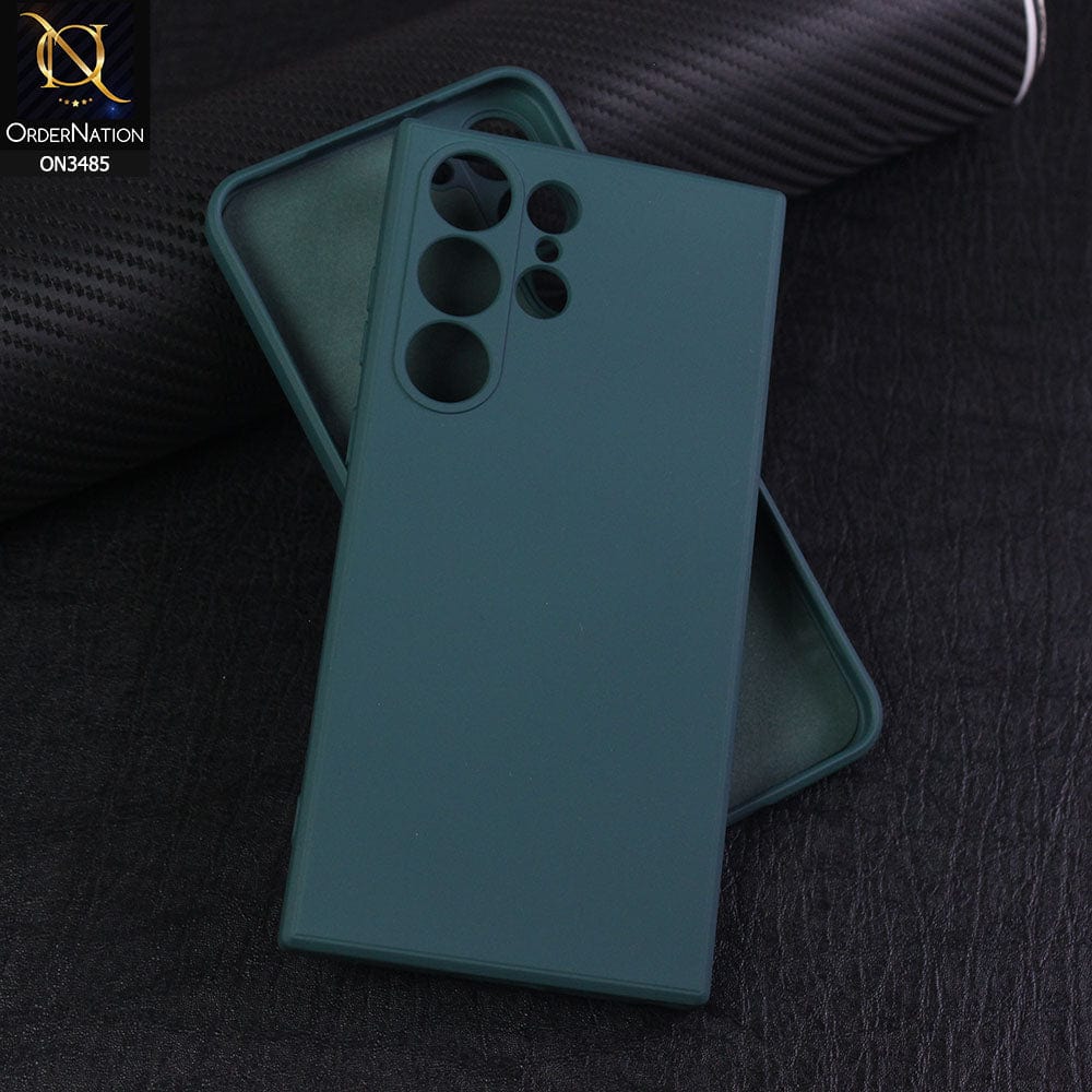 Samsung Galaxy S23 Ultra 5G Cover - Dark Green - ONation Silica Gel Series - HQ Liquid Silicone Elegant Colors Camera Protection Soft Case