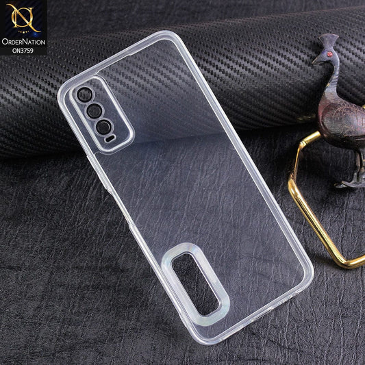 Vivo Y20 Cover - Transparent - New Gradient Shaded Logo Hole Camera Lense Protection Soft Silicon Case