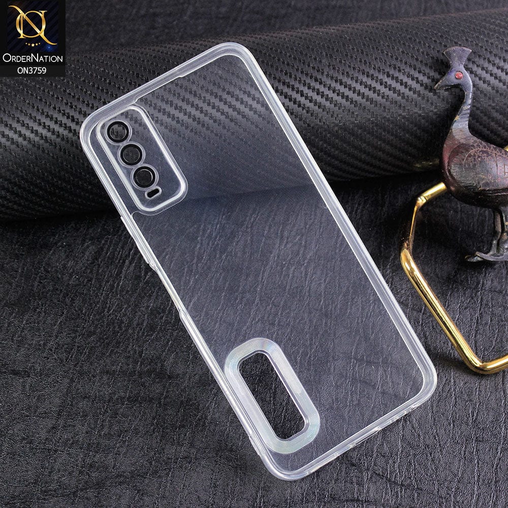 Vivo Y12s Cover - Transparent - New Gradient Shaded Logo Hole Camera Lense Protection Soft Silicon Case