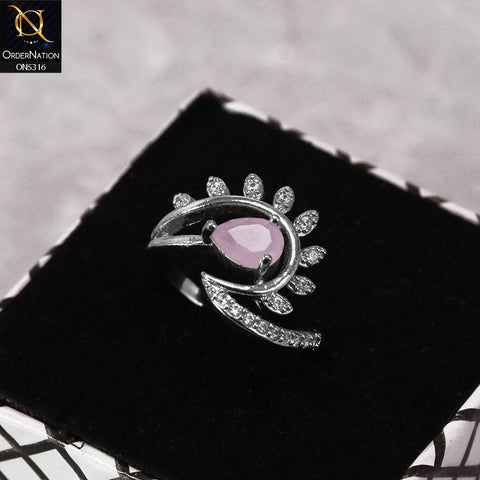 Magnificent Silver Plating Ring With Pink Rhinestones For Women