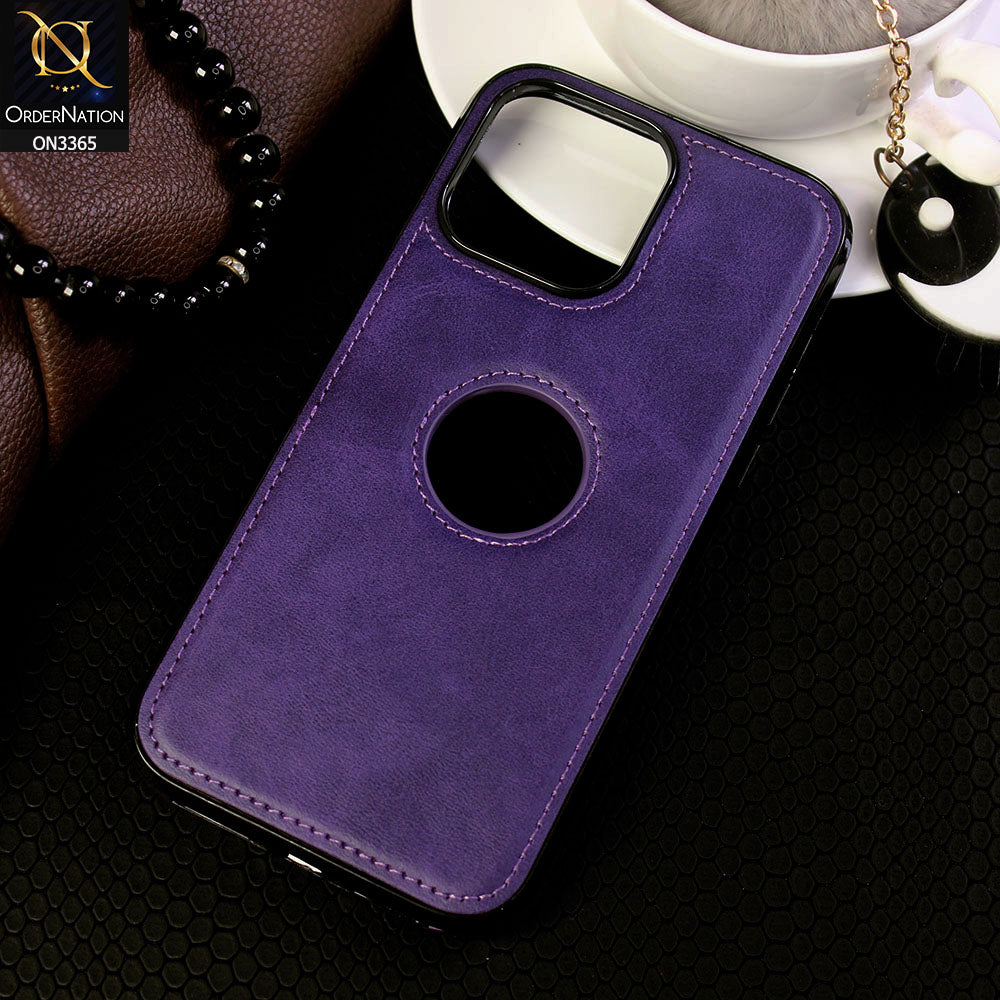 iPhone 11 Cover - Purple  - Vintage Luxury Business Style TPU Leather Stitching Logo Hole Soft Case