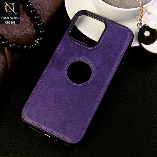 iPhone 11 Pro Cover - Purple  - Vintage Luxury Business Style TPU Leather Stitching Logo Hole Soft Case