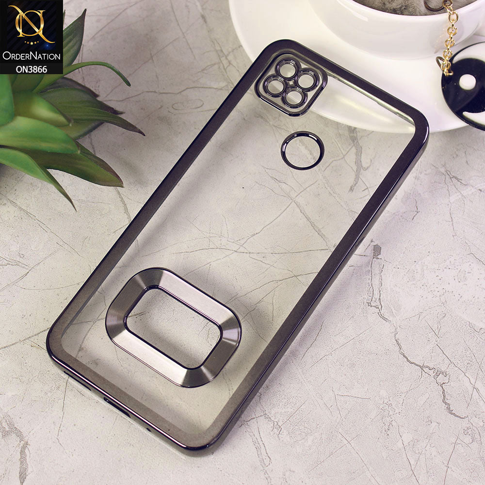 Xiaomi Redmi 9C Cover - Black - Electroplating Borders Chrome Logo Hole Soft Silicone Camera Bumper Case