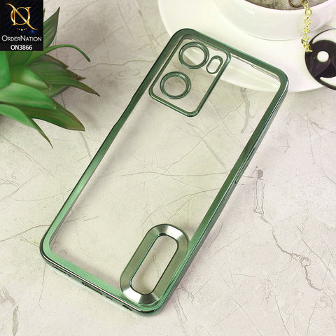 Oppo A77 4G Cover - Green - Electroplating Borders Chrome Logo Hole Soft Silicone Camera Bumper Case