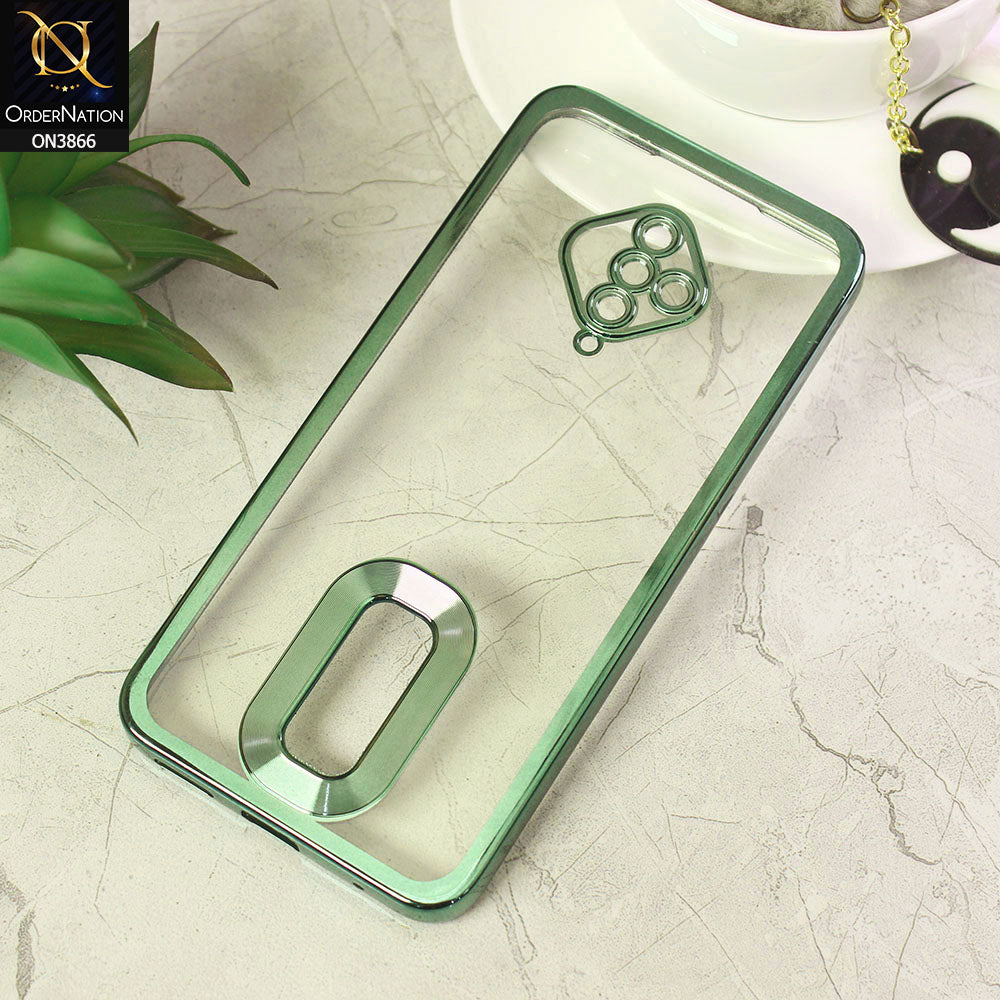 Vivo S1 Pro Cover - Green - Electroplating Borders Chrome Logo Hole Soft Silicone Camera Bumper Case