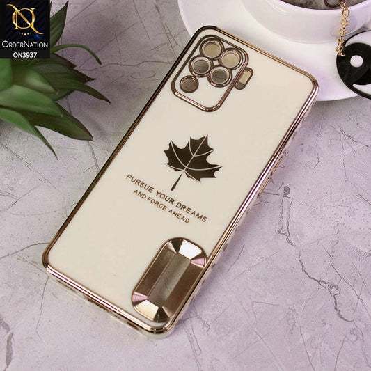 Oppo F19 Pro Cover - Design 2 - New Electroplating Borders Maple Leaf Chrome logo Hole Camera Protective Soft Silicone Case