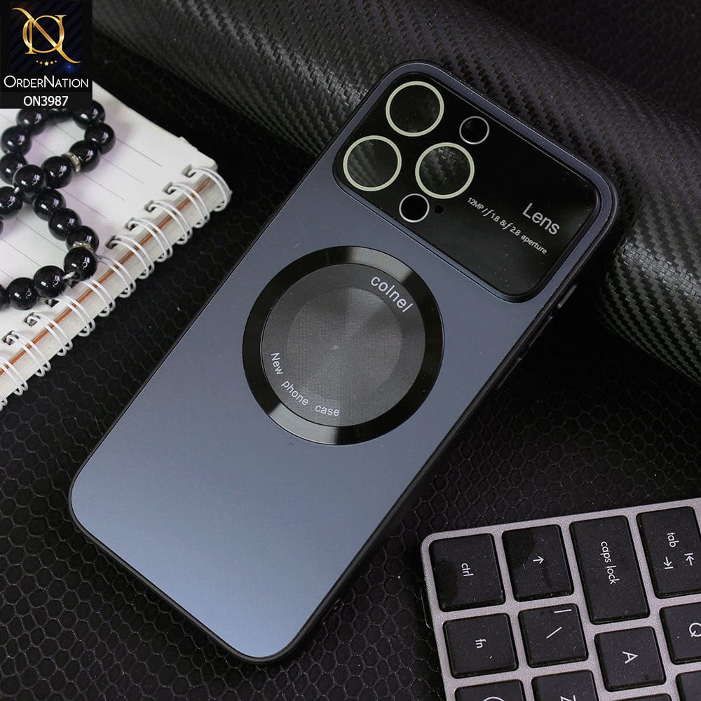 iPhone 14 Pro Max Cover - Black - Extreme Quality Pretective Series Logo Hole Mettalic Body Camera Lense Protection Case