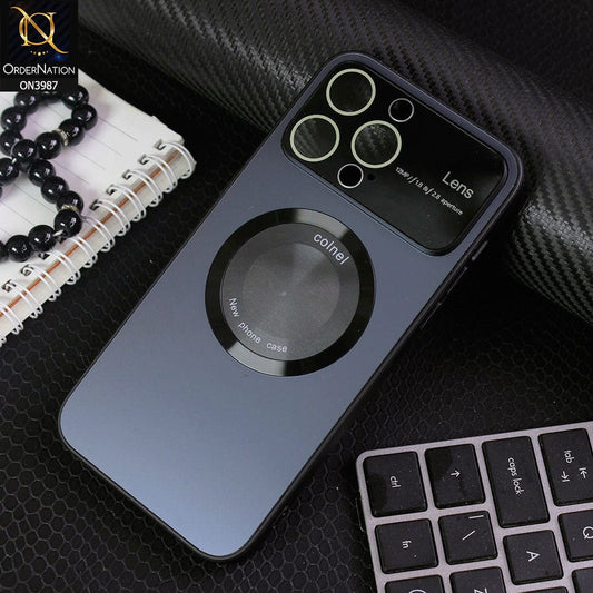 iPhone 14 Pro Max Cover - Black - Extreme Quality Pretective Series Logo Hole Mettalic Body Camera Lense Protection Case