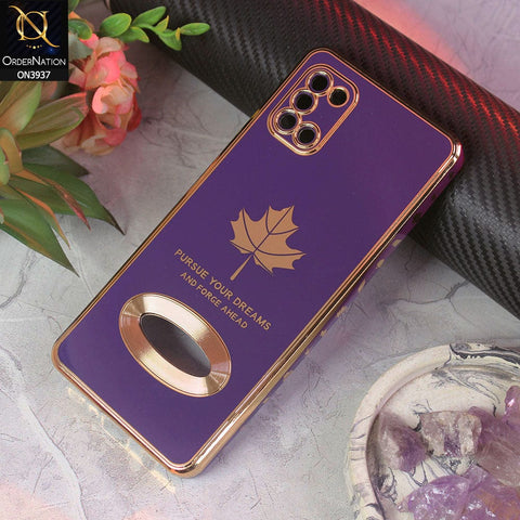 Samsung Galaxy A31 Cover - Design 5 - New Electroplating Borders Maple Leaf Chrome logo Hole Camera Protective Soft Silicone Case