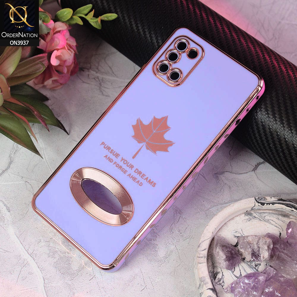 Samsung Galaxy A31 Cover - Design 4 - New Electroplating Borders Maple Leaf Chrome logo Hole Camera Protective Soft Silicone Case