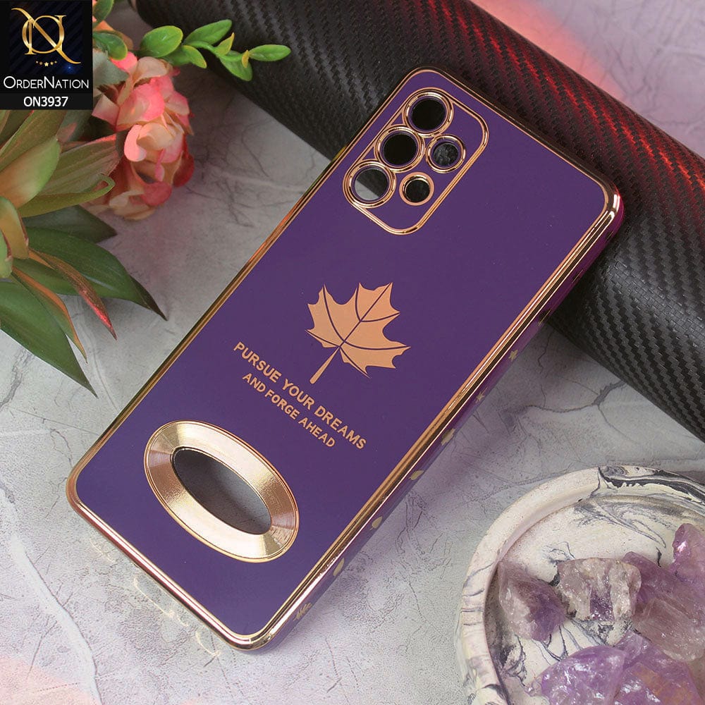 Samsung Galaxy A32 Cover - Design 5 - New Electroplating Borders Maple Leaf Chrome logo Hole Camera Protective Soft Silicone Case