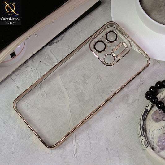 Xiaomi Redmi 12C Cover - Golden -  Electroplating Borders Logo Hole Camera Lens Protection Soft Silicone Case